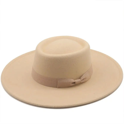 Fashion Retro Bow Ladies Cap Women Bowler Hat Derby Hat Fedora Wide Brim
