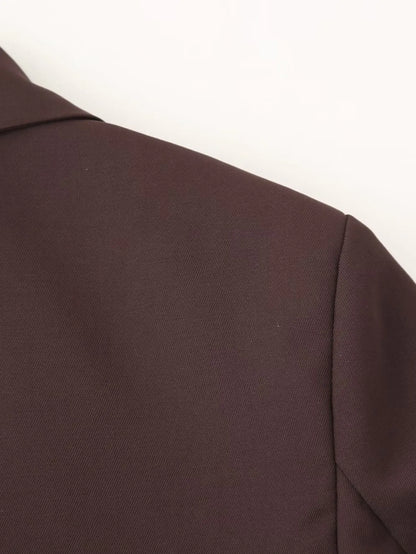 Women Fashion Solid Blazer Lapel Slim Double Breasted Long Suit Coat Female Wild Office Lady Commute Woman Outercoat Top