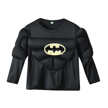 Superhero Bat Cosplay Costume Set Kids Boys Bruce Muscle Suit Tops Pants with Mask Cloak Children Halloween Carnival Party Coth