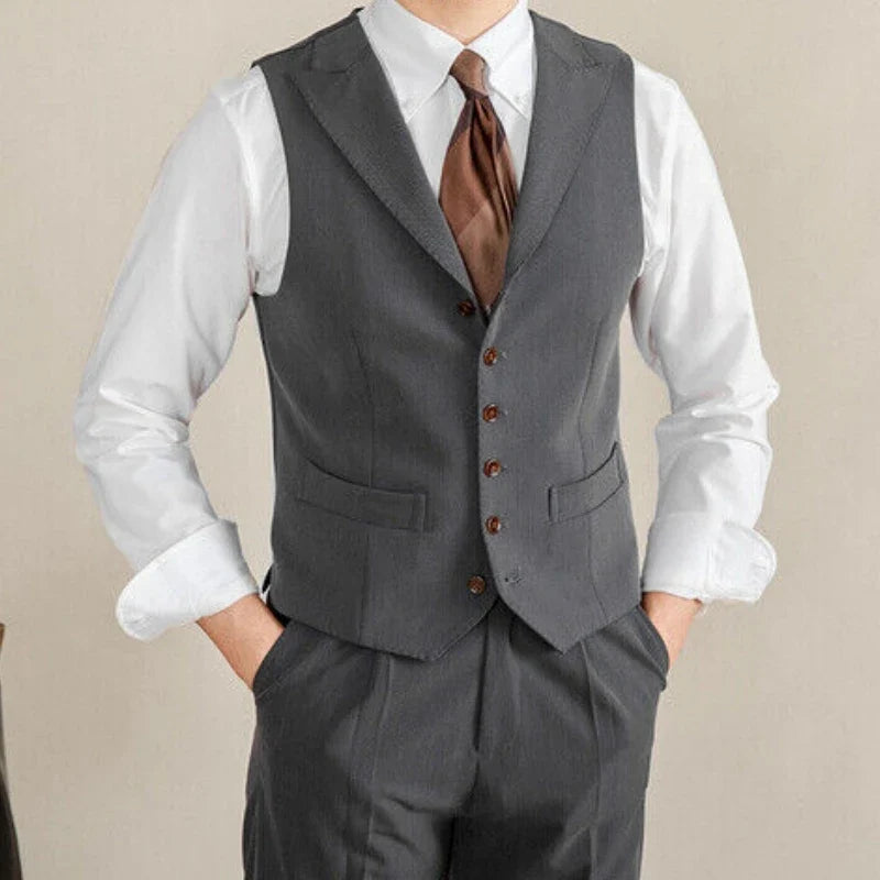 Men Vest White Collar Vintage With Lapel Single Button Waistcoat For Wedding Groom Banquet Temperament Slim Men Suit Vest