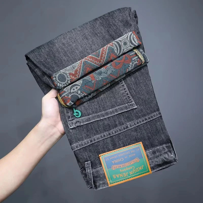 Summer New Men's Embroidered Denim Shorts Fashion Straight Slim Personality Streetwear Jeans Male Bermuda Male Short Pants