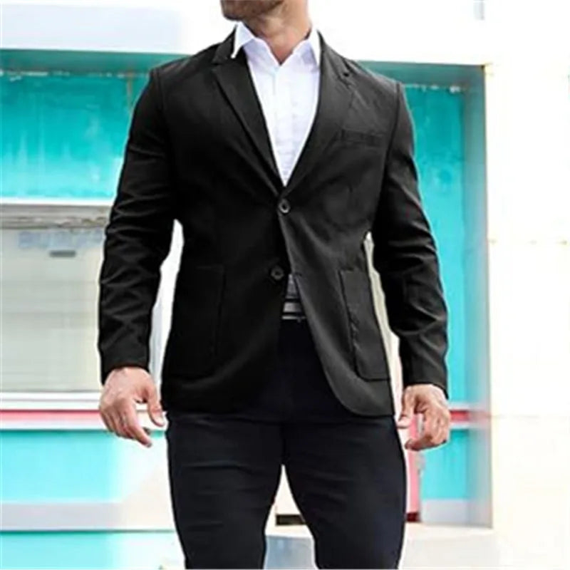 Spring Autumn Men's Business Casual Blazers Solid Fashion Suit Outwear Male Single Breasted Turn Down Collar Office Suit Jacket