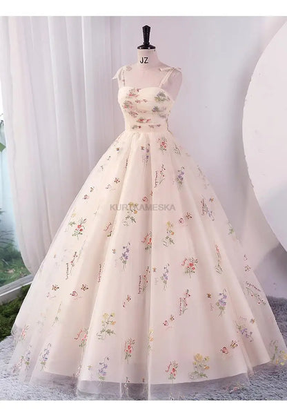 Luxury Floral Embroidery Long Prom Evening Wedding Shooting Dresses Women 2025 Summer Party Formal Occasions Reception Dress