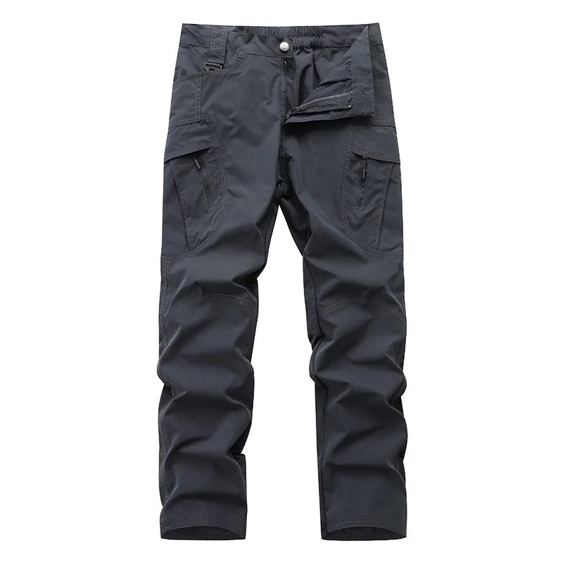New Summer Men Thin Breathable Elastic Work Pants Outdoor Casual Sports Multi Pockets Cargo Pants Straight Tooling Trousers 3XL