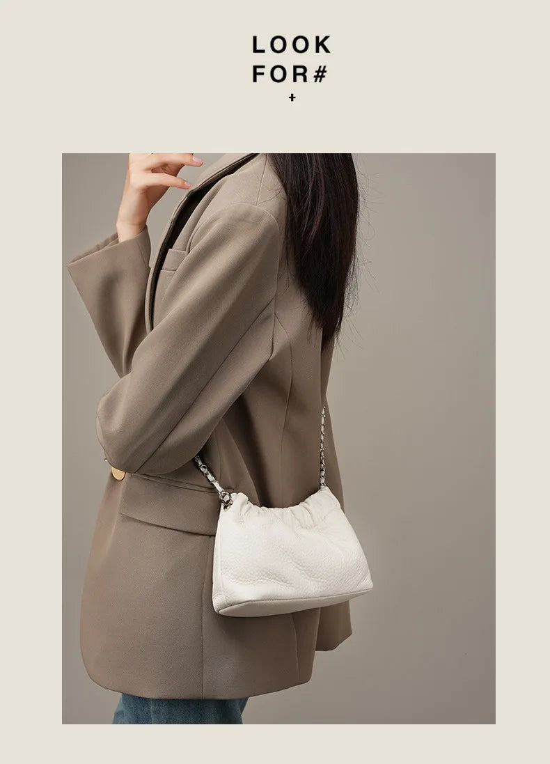 Genuine Leather Women Shoulder Bags Luxury Brand Small Chain Flap Bags for Ladies Handbag Natural Cowskin Female Crossbody Bags