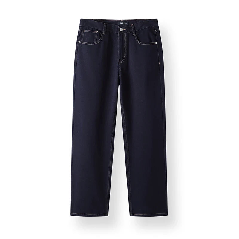 Jeans Men Vintage Washed Whiskered Loose Fit Straight Leg Classic Casual Pants 2025 Autumn Winter