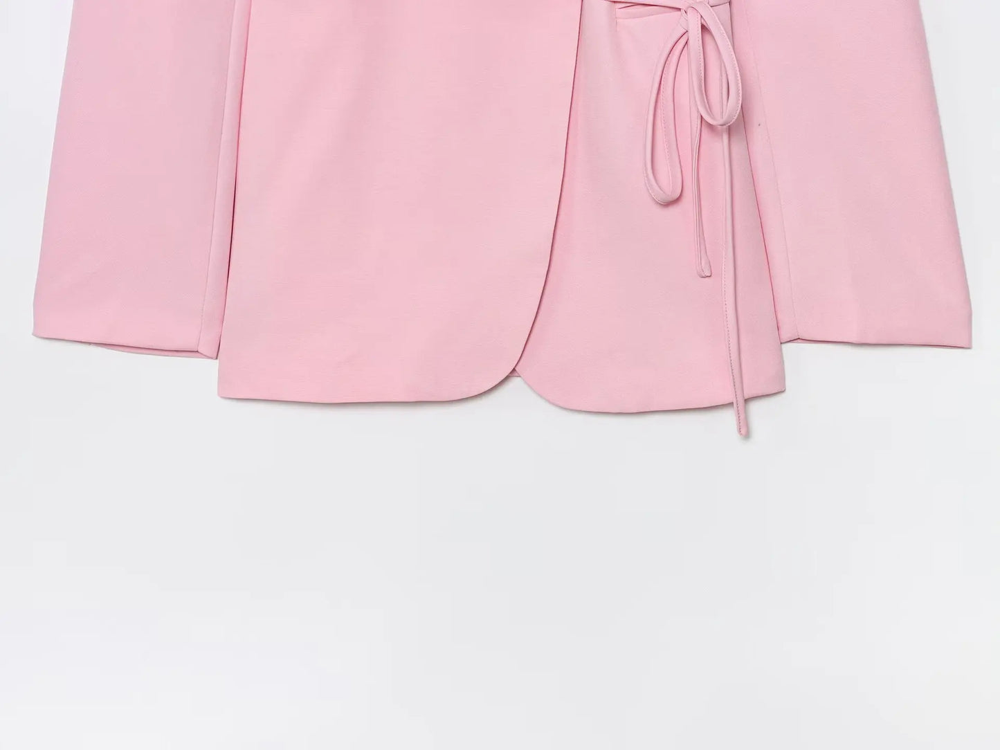 Women Notched Lapel Blazer with Floral Rose Belt Waist Tie Slim Long Sleeve Suit Jacket