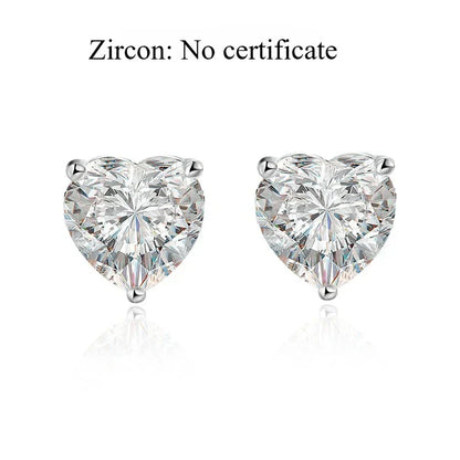 1CT 2CT 4CT Heart Cut Moissanite Stud Earrings for Women Luxury Quality Lab Diamond S925 Sterling Silver Bride Jewelry