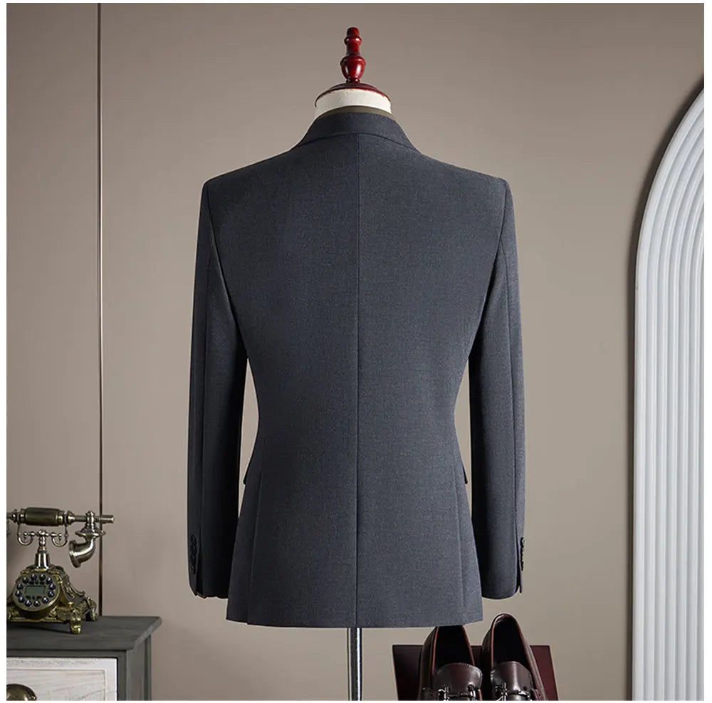 High-quality Groom Wedding Suit, Fashionable and Stylish Dress, Men's Business Double-Breasted Suit Set, Men's Three-Piece Set