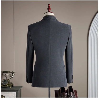 High-quality Groom Wedding Suit, Fashionable and Stylish Dress, Men's Business Double-Breasted Suit Set, Men's Three-Piece Set
