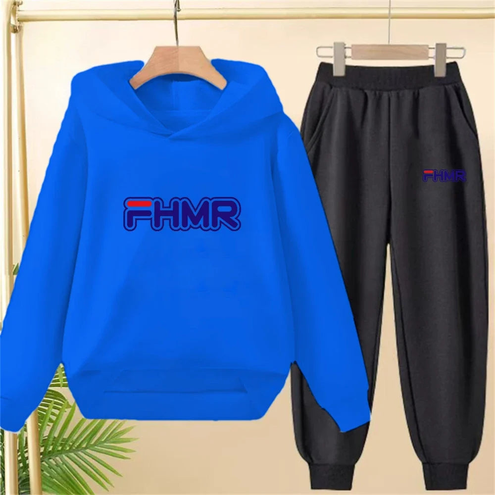 Children's Hoodies Top+Bottom Girls Pink Boy Black Age 3-12 Coat Casual Toddler Long Sleeves Suit Letter Brand Print Clothing