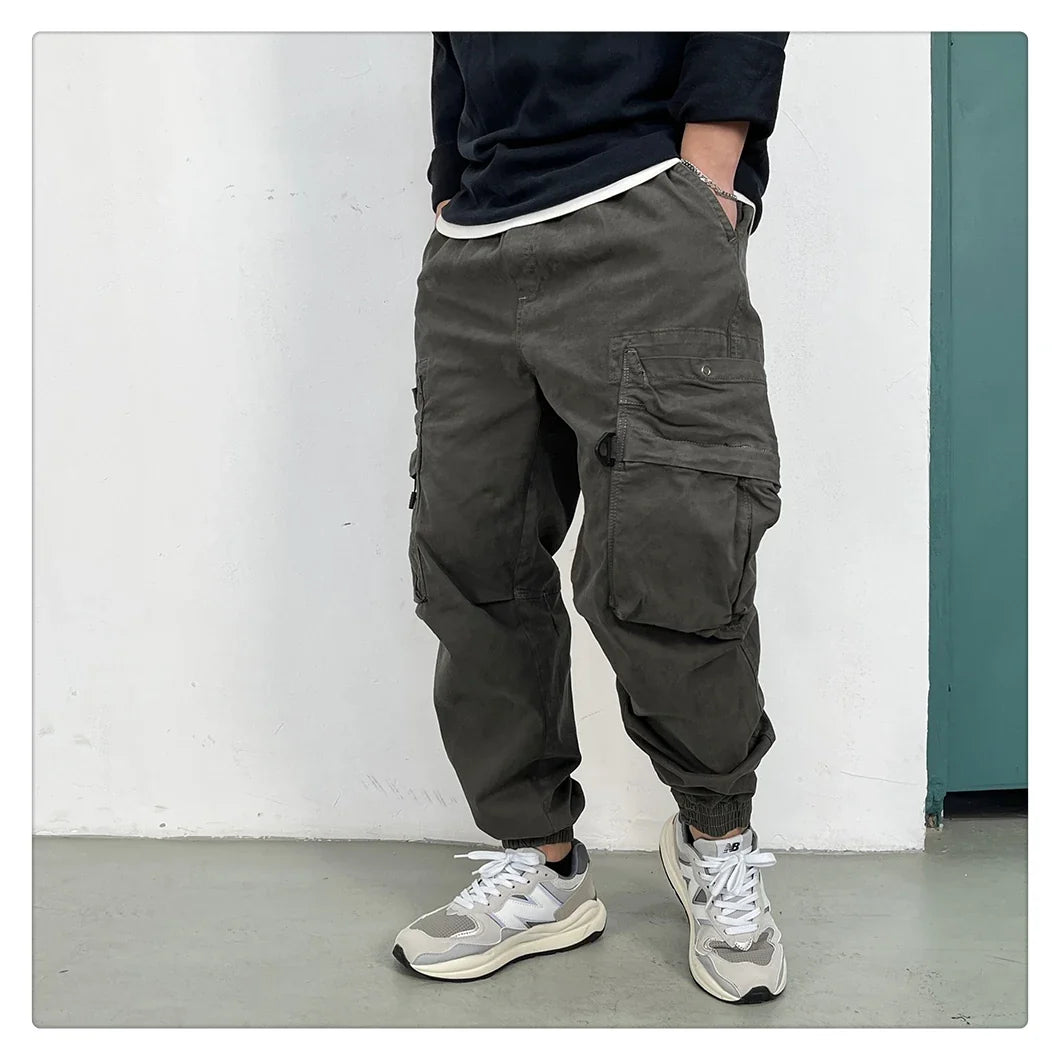 American Vintage Functional Cargo Pants Men Clothing High Quality Khaki Casual Jogging Pants Harajuku Tactical Joggers Trousers