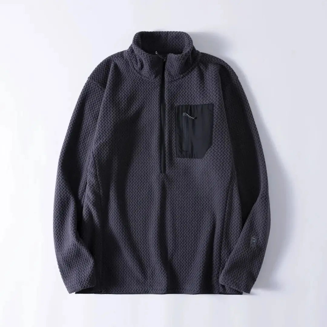 New Comfortable and Thick Men's and Women's Sports Semi-zipper Fleece Sweatshirt with Wavy Fleece and Long-sleeved Sweatshirt