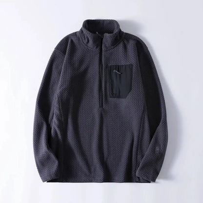 New Comfortable and Thick Men's and Women's Sports Semi-zipper Fleece Sweatshirt with Wavy Fleece and Long-sleeved Sweatshirt