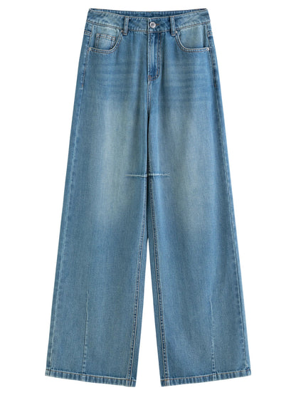 2026 Spring Women's High Waist Retro Washed Straight Leg Denim Pants - Versatile Elegant Design for Casual and Daily Wear