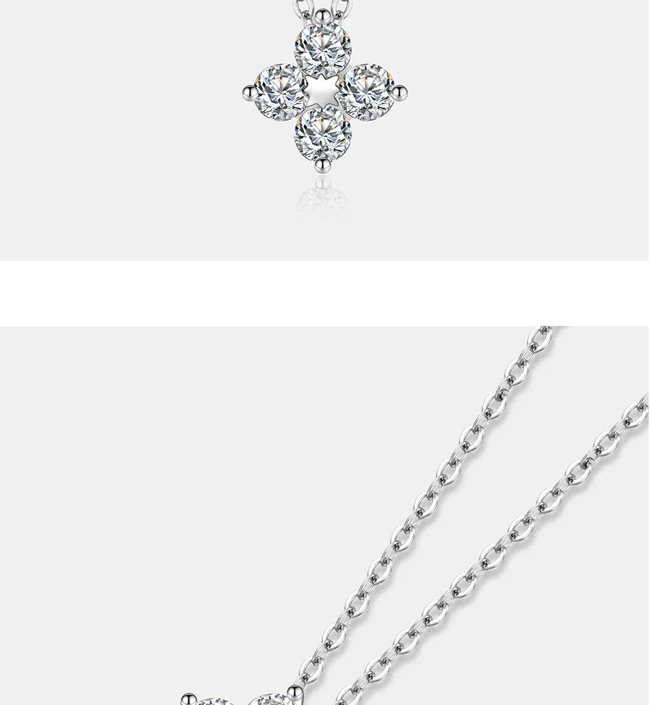 All Moissanite Necklace for Women S925 Pure Silver Classic Clover Laboratory Diamond Pendant Fashion Jewelry