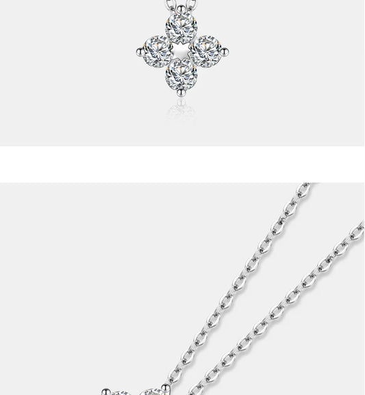 All Moissanite Necklace for Women S925 Pure Silver Classic Clover Laboratory Diamond Pendant Fashion Jewelry