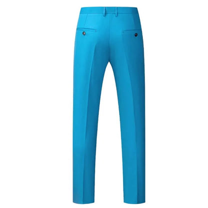 New Men Solid Colour Formal Suit Pants Black / Red / Royal Blue Homme Wedding Office Social Slim Fit Trousers