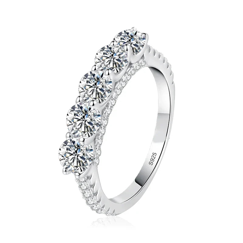 4mm Moissanite Ring 925 Sterling Sliver Solid with White Gold Plated Eternity Band Wedding Engagement Rings For Women
