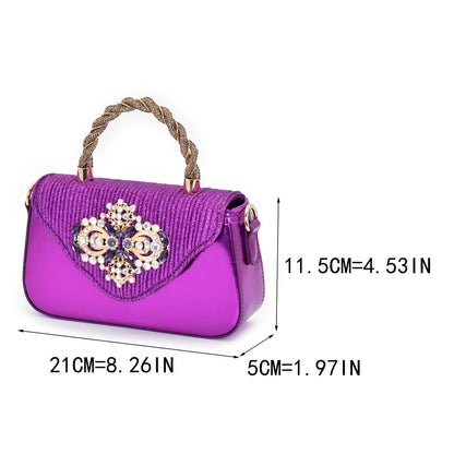 New Arrival Pointed Toe Heels for Women 2026 Elegant Party Diamond Pumps Italian Shoes and Bags Matching Set with Rhinestone