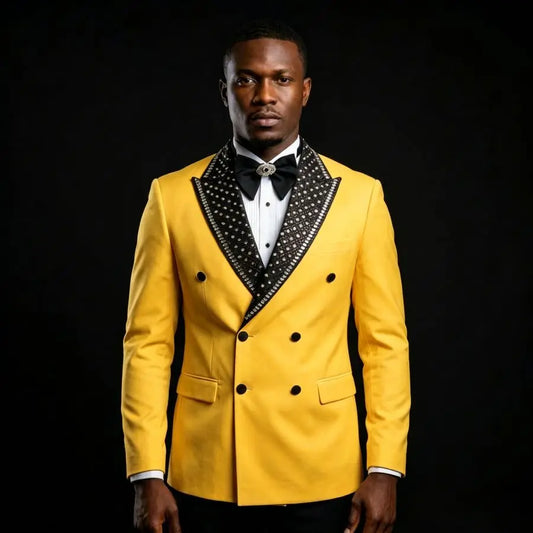 Luxury Beaded Men Suits for Wedding Party Double Breasted Groom Tuxedo for Man Slim Fit Blazer Pants Set 2 Pieces 2026 New