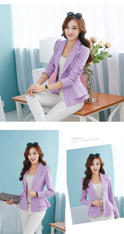 Women's Blazer 2025 New Long Sleeve Blazers Pockets Jackets Coat Slim Office Lady Jacket Female Tops Suit Blazer Femme Jackets