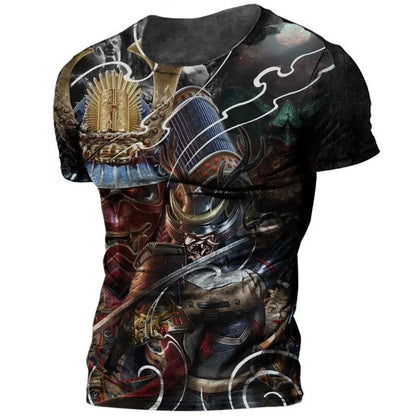 3D Printed Japanese Samurai T-Shirt For Men Cool Warrior Graphic Tees Casual Harajuku Loose O-Neck T Shirts Short Sleeve Tops