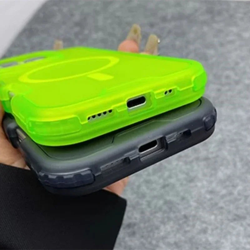 Trendy 3IN1 Magnetic Shockproof Case for IPhone 17 16 15 14 13 12 Pro Max Frosted Slim Clear Translucent Wireless Charging Cover