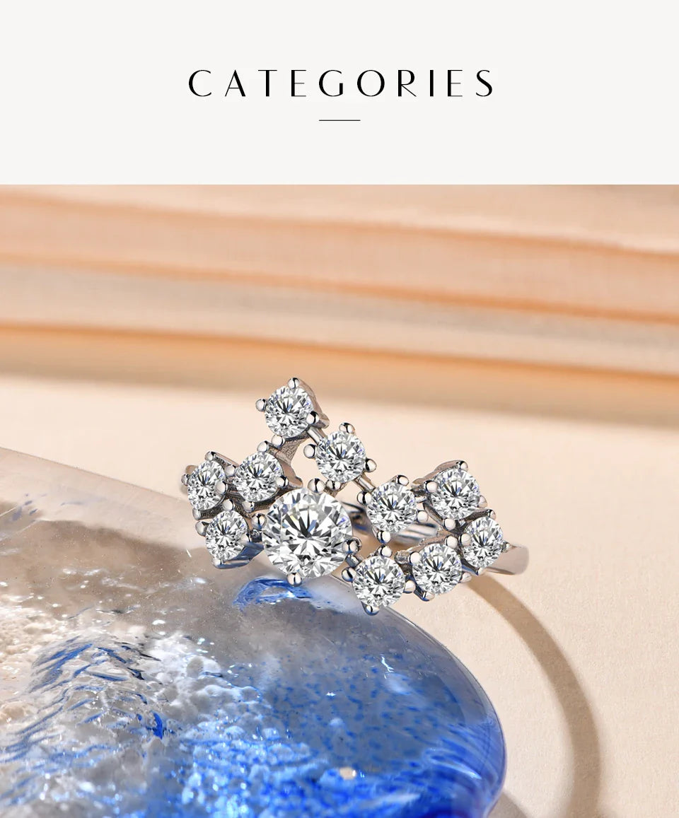 Bague en moissanite ATTAGEMS, couleur D, 1,5 ct, excellente taille ronde 5 mm, en argent sterling 925 plaqué or 18 carats, véritables bagues de fiançailles et de mariage pour femmes, bijoux fins
