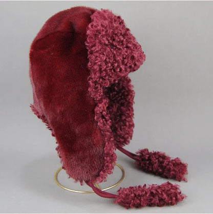 Real Fur Wool Hat Unisex New Winter Warm Bomber Russian Ushanka Hats With Ear Flaps Cow Leather Thick Snow Earflaps Baseball Cap