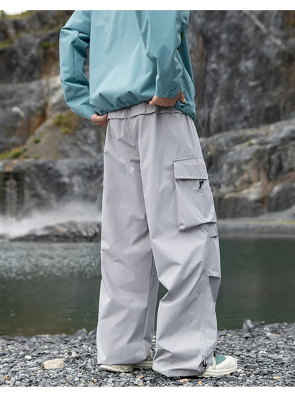 Autumn Hiking Pants Elastic Waist Outdoor Waterproof Camping Trousers Women Large Pocket Breathable Mountaineering Cargo Pants