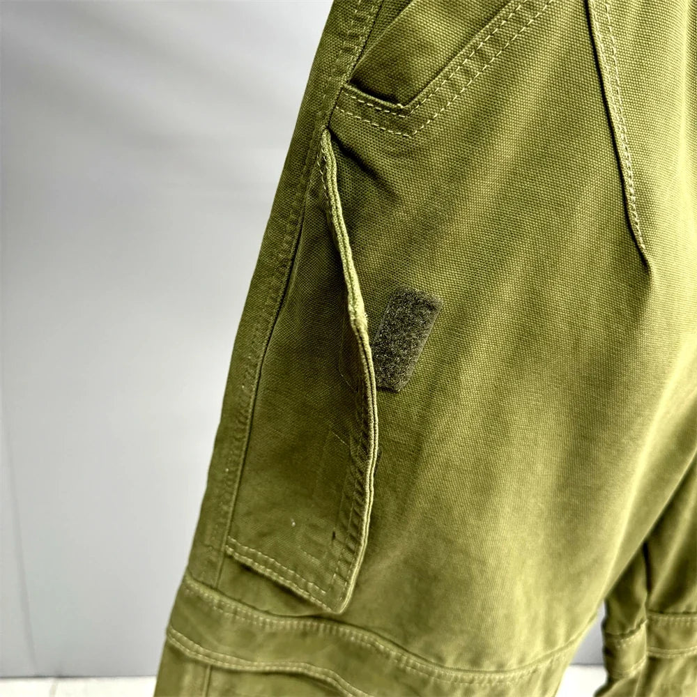 High Quality Army Green Cargo Pants Men American Vintage Hip Hop Plus Size Skateboard Pants Harajuku Casual Cotton Trousers Male