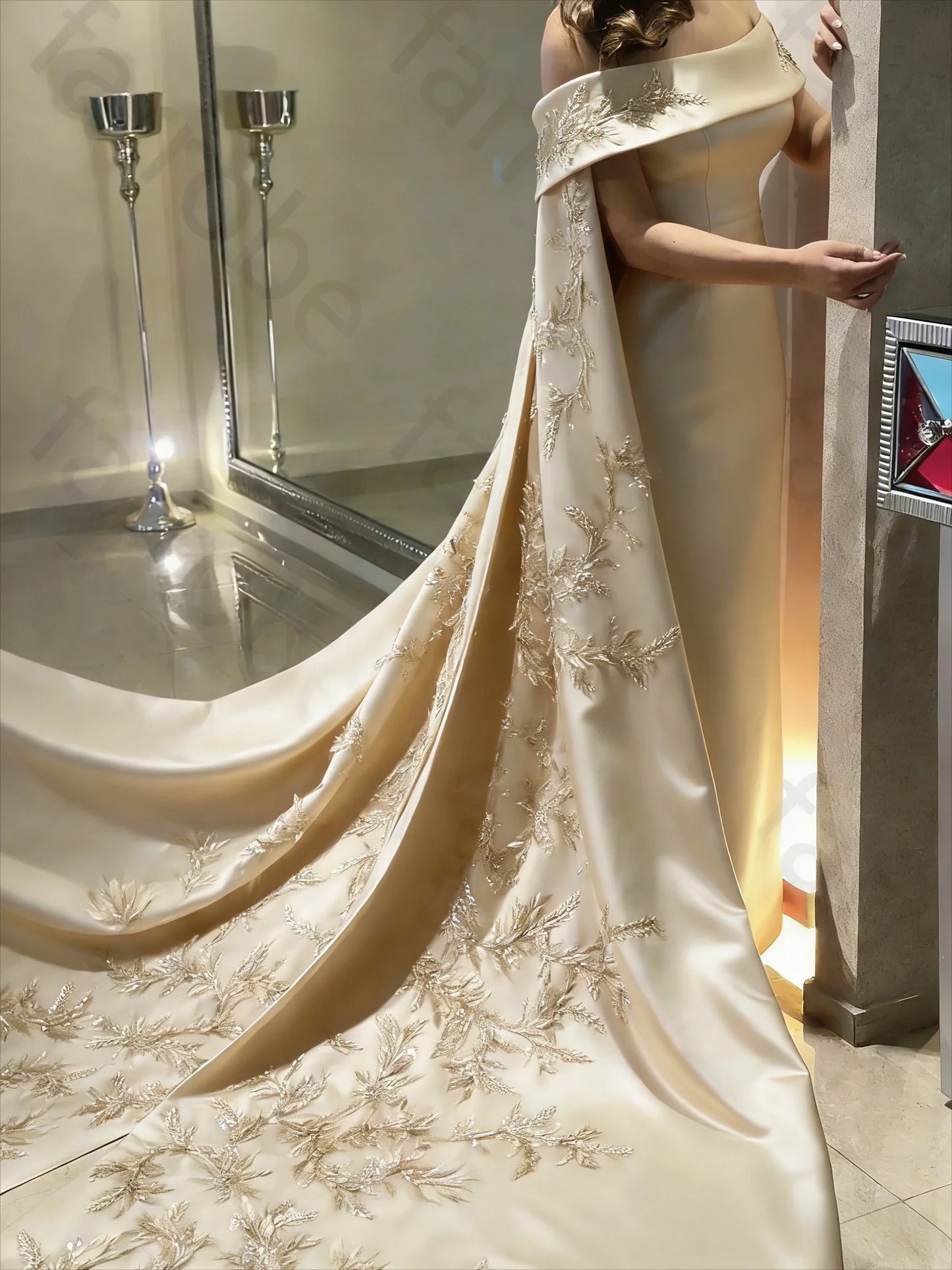 Customized Ankle Length Sheath Evening Party Gowns Women Beaded Applique Long Wrap Prom Dresses Zipper Back Vestidos Des