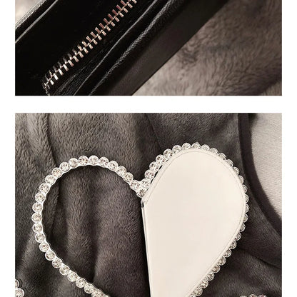 Diamond Red Heart Evening Clutch Women's Designer Chic RhinestoneBlack Wallet Wedding Party Sac A Main