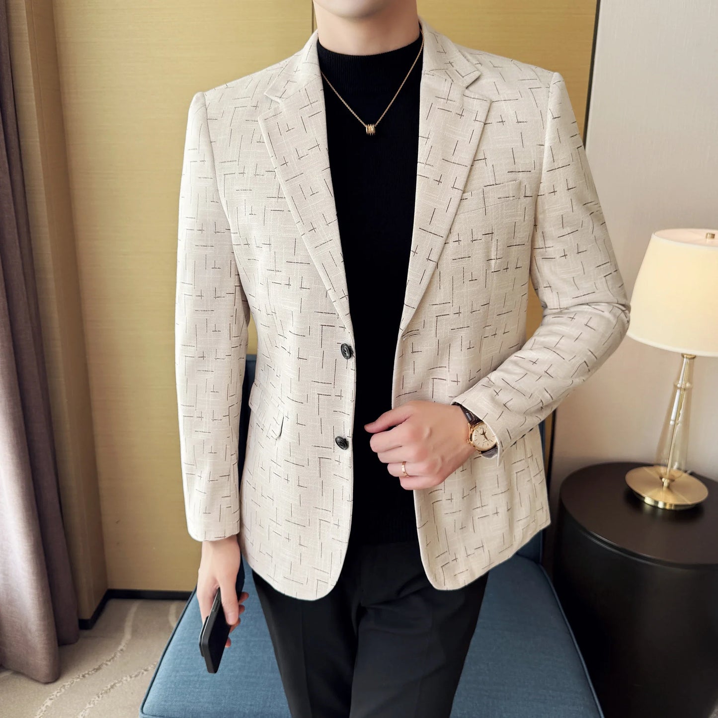 High Quality Jacquard Suit Jacket for Men 2025 Fashion Korean Style Slim Fit Business Casual Wedding Social Dress Coats 4XL-M