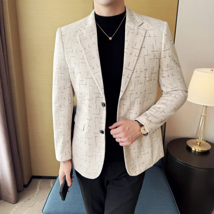 High Quality Jacquard Suit Jacket for Men 2025 Fashion Korean Style Slim Fit Business Casual Wedding Social Dress Coats 4XL-M