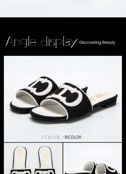 Women's Slippers New Fabric Fashion Flat Sandals Business Banquet Women's Shoes
