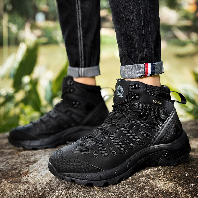 Winter Anti-slip Mens Boots Outdoor Leather Hiking Boots Breathable Men Desert Boots Comfortable Ankle Boots Men Work Shoes