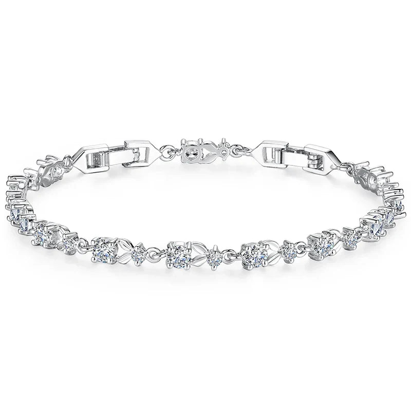 Authentic Luxury Multi-color Zircon Bracelet Rose Gold Color Chain Link Bracelet for Women Birthday Crystal Jewelry