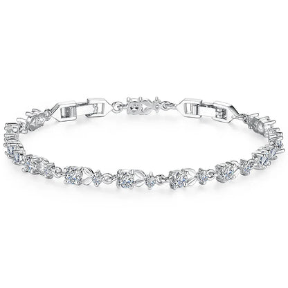 Authentic Luxury Multi-color Zircon Bracelet Rose Gold Color Chain Link Bracelet for Women Birthday Crystal Jewelry