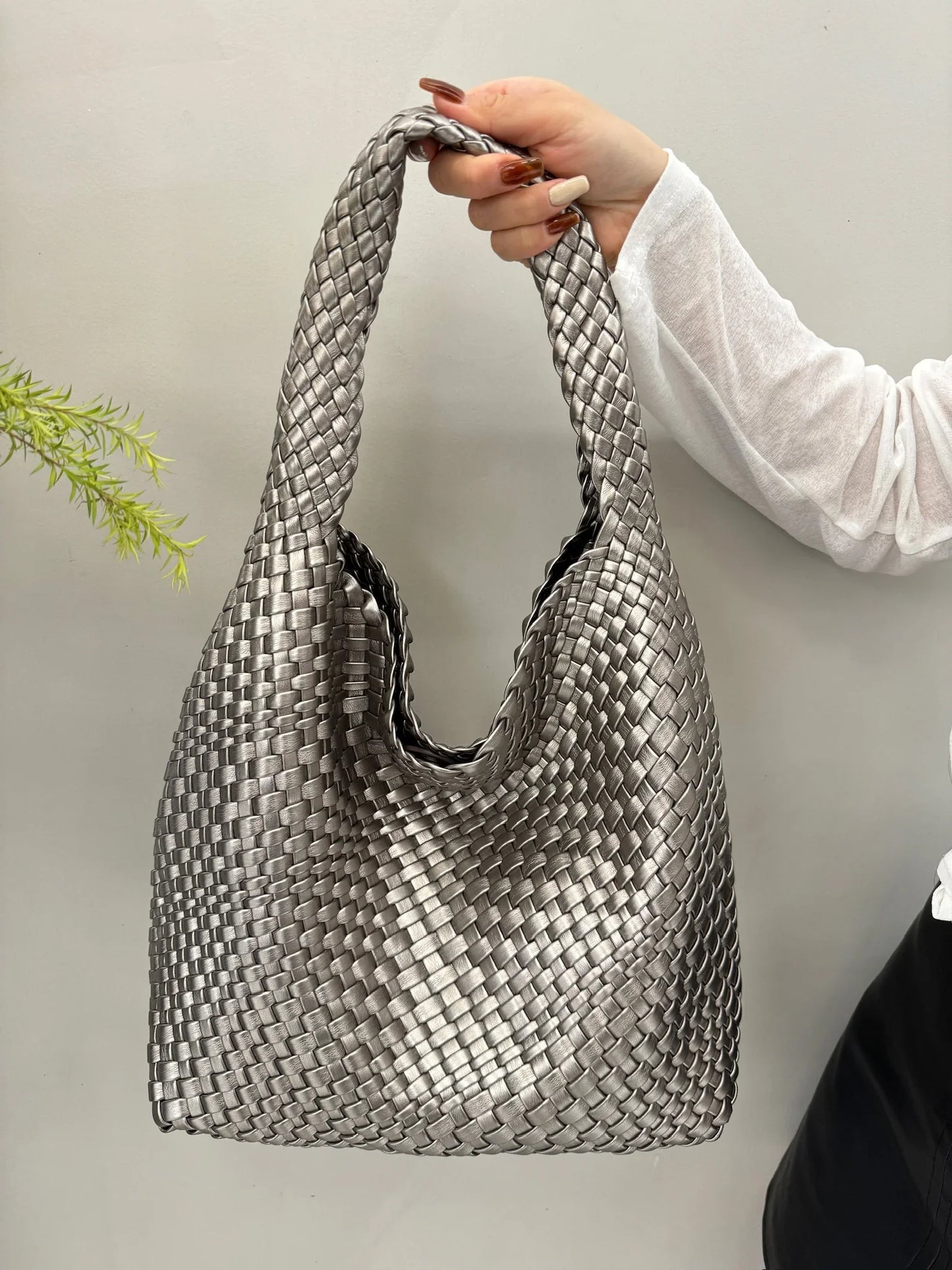 Designer Hand knitting bag PU Large women's Woven tote bag Mistress gift luxury bag original mark bags CasuaL side bag for women