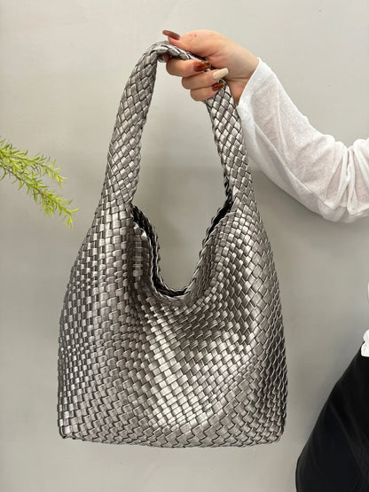 Designer Hand knitting bag PU Large women's Woven tote bag Mistress gift luxury bag original mark bags CasuaL side bag for women