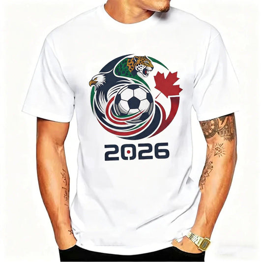 Men's Sports T-shirt 2026 USA Canada Mexico Soccer T-Shirts Eagle Jaguar Graphic Tee Football Fans Best Gift Summer Short Sleeve