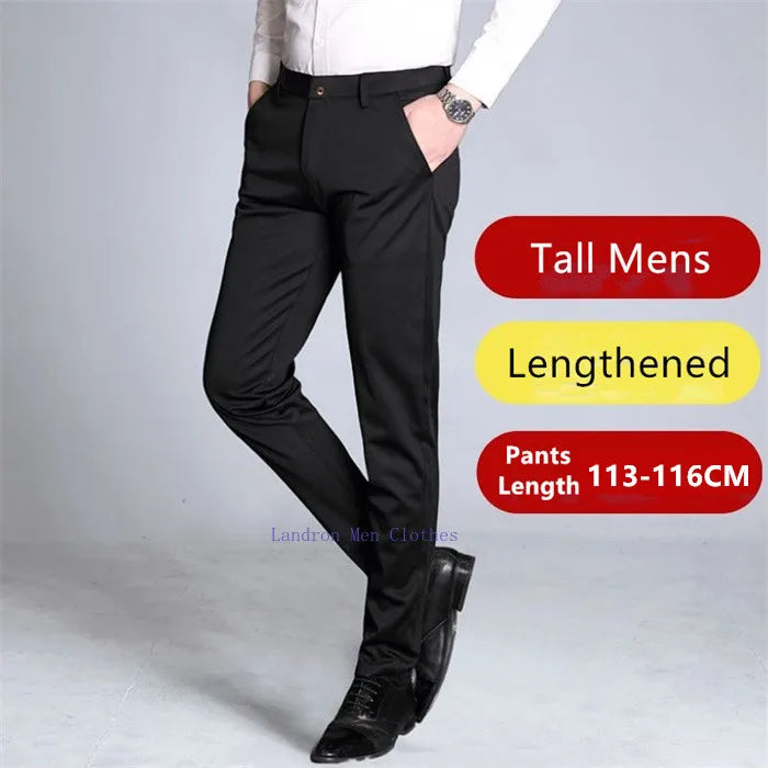 Formal Dress Suit Pants Tall Men 190CM Business Black Blue Plus Size 40 42 44 46 Extra Long Lengthened Straight Office Trousers