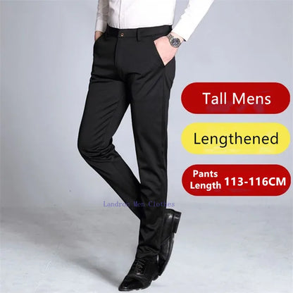 Formal Dress Suit Pants Tall Men 190CM Business Black Blue Plus Size 40 42 44 46 Extra Long Lengthened Straight Office Trousers