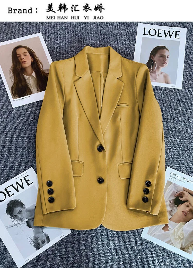 Elegant Office Lady Blazers for Women 2025 Fashion Long Sleeve Single Button Blazer Coats Female Top Suit Jackets Outerwears