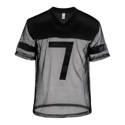 Sexy Men Fishnet T-Shirt PU Faux Leather Mesh Shirts See Through Tops Tee Transparent Short Sleeve Stage Clubwear