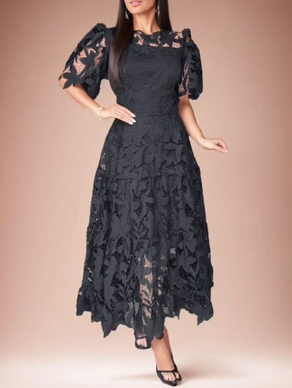 Sexy Lace Hollow High Low Long Formal Plus Size Dress With Short Sleeves Royal Blue