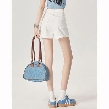 Summer Female Classic Korean Thin Jeans Women Fashion High Waist Short Pants Hot Sale Girls Casual Denim Shorts