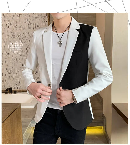 2022 Spring New Gradient Color Suit Jacket Men's Streetwear Korean Slim Fit Casual Blazer Wedding Business Clothing Suit Coats